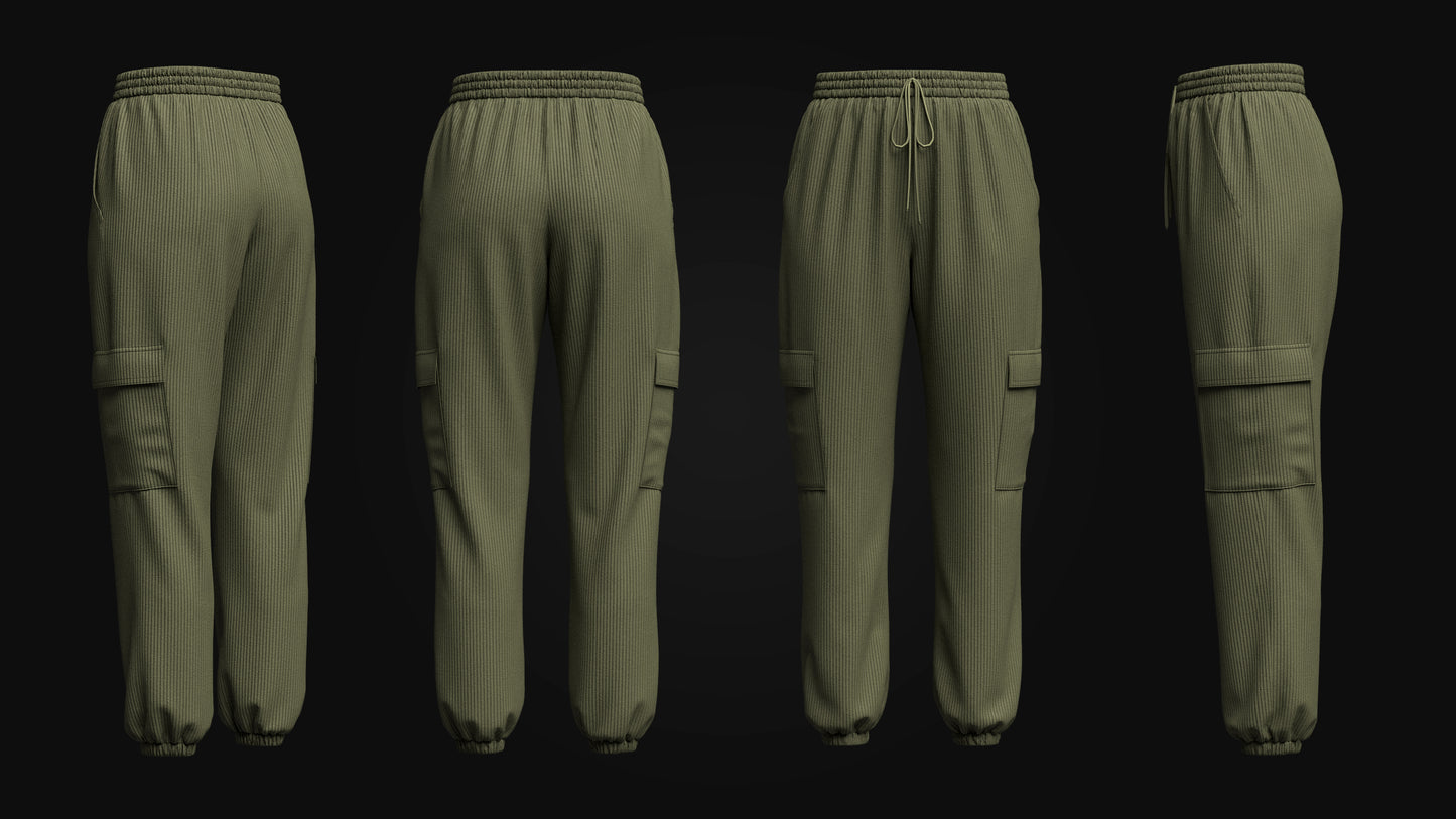 Women's Corduroy Pant 3d Model Marvelous Designer-Clo3d-fbx-obj-Zprj