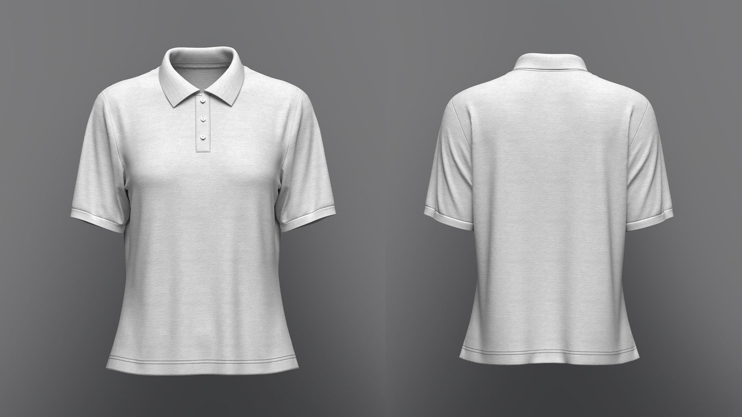Women Regular Fit Half Sleeve Polo T-Shirt 3d Model Marvelous Designer-Clo3d-fbx-obj-Zprj