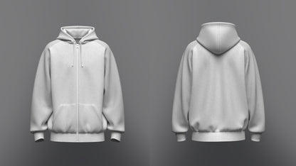 Men's Raglan Oversize Front Zip Hoodie 3d Model Marvelous Designer-Clo3d-fbx-obj-Zprj