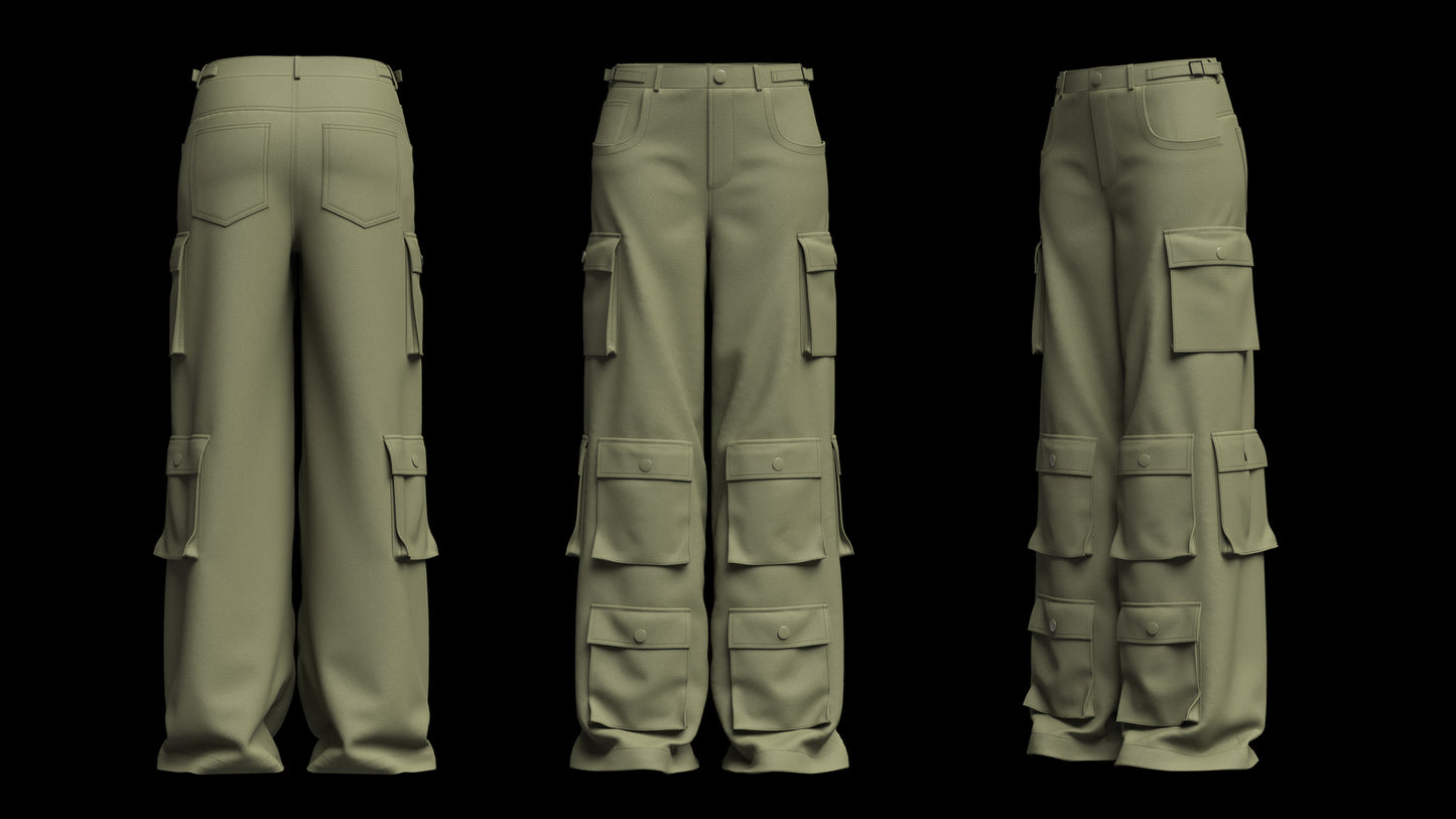 Women's Cargo Pant 3d Model Marvelous Designer-Clo3d-fbx-obj-Zprj