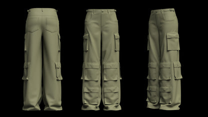 Women's Cargo Pant 3d Model Marvelous Designer-Clo3d-fbx-obj-Zprj