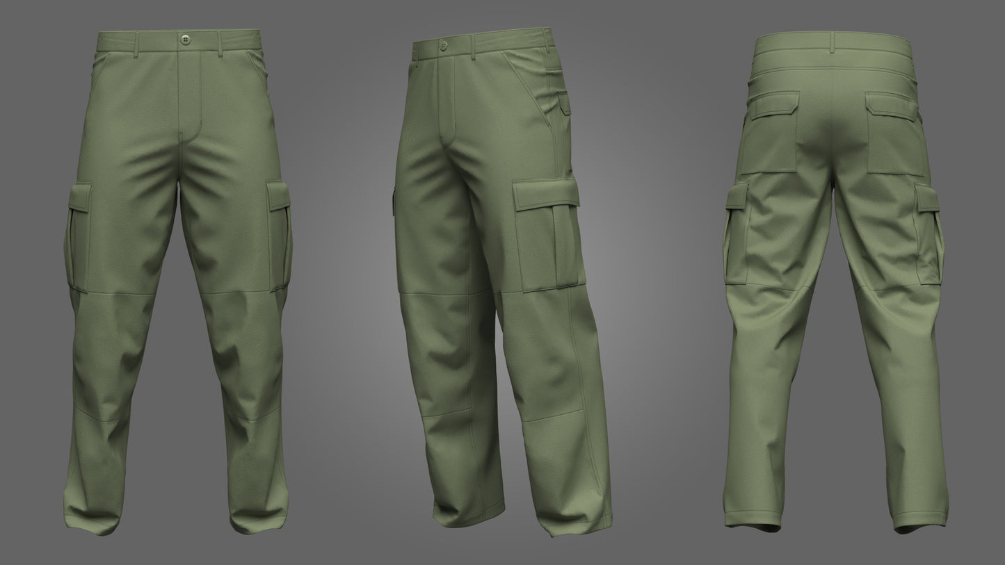 Male Cargo Pant 3d Model Marvelous Designer-Clo3d-fbx-obj-Zprj