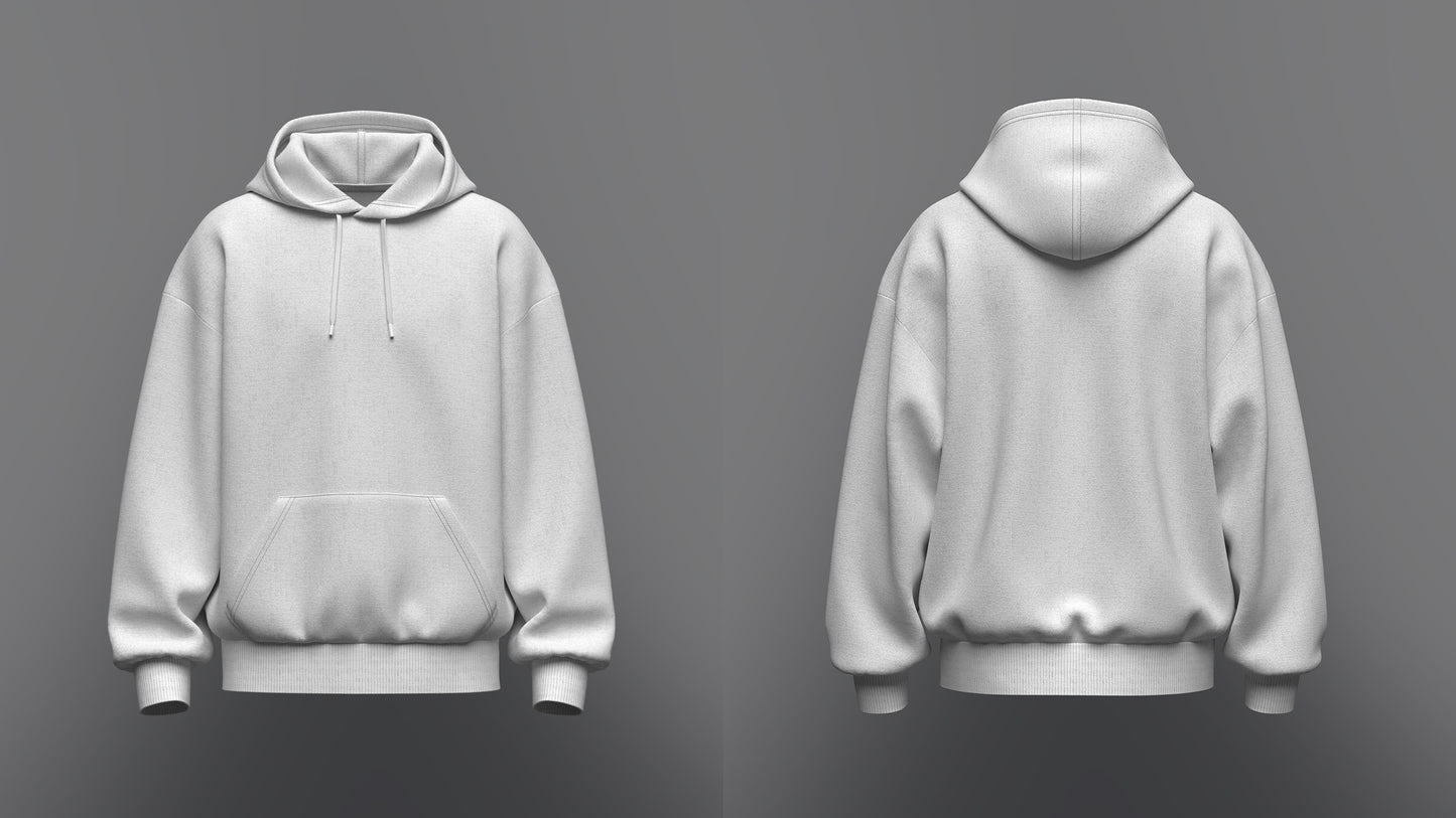 Men's Oversize Hoodie 3d Model Marvelous Designer-Clo3d-fbx-obj-Zprj