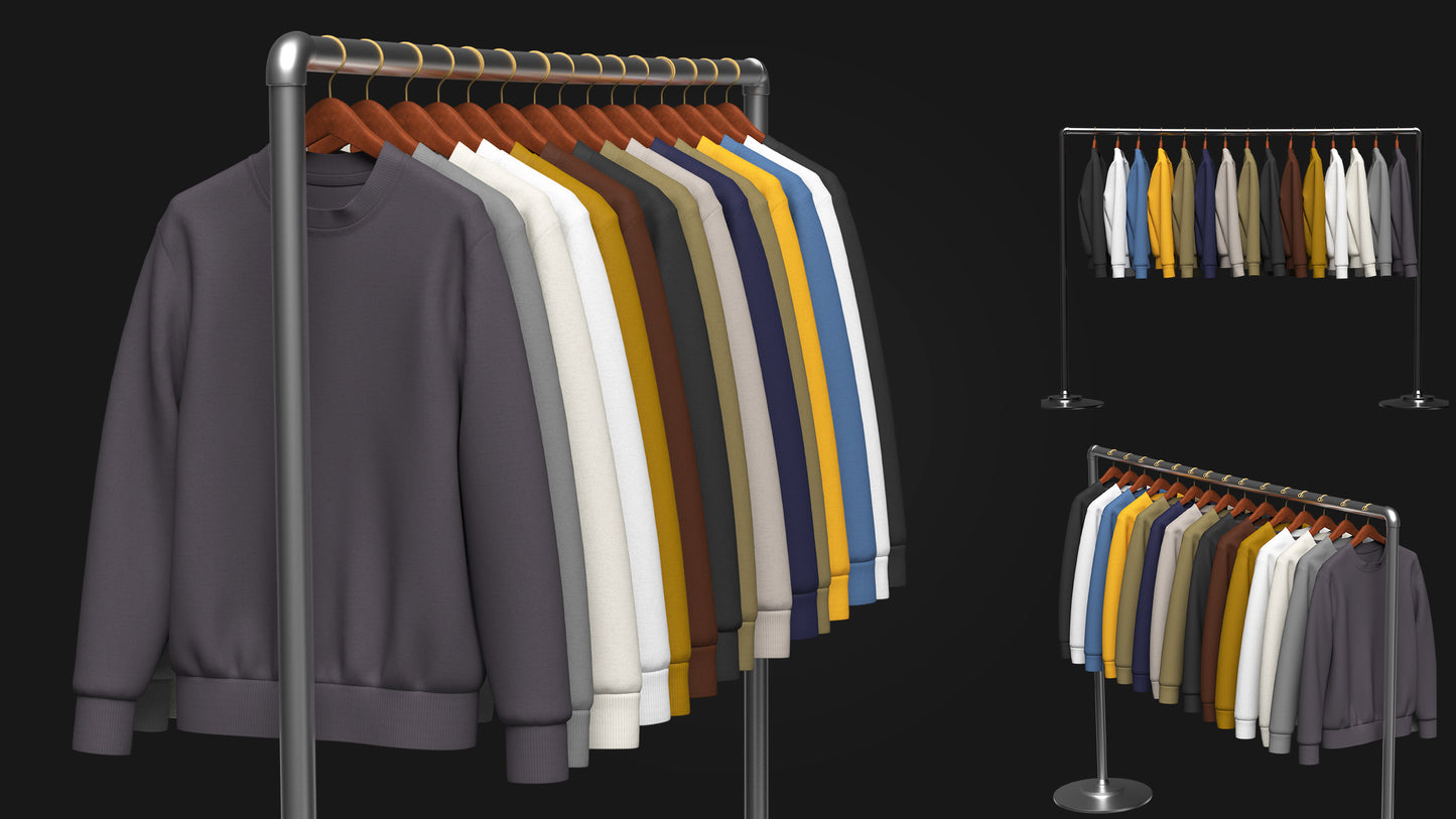 Sweatshirt On Steel Rack 3d Model Marvelous Designer-Clo3d-fbx-obj-Zprj