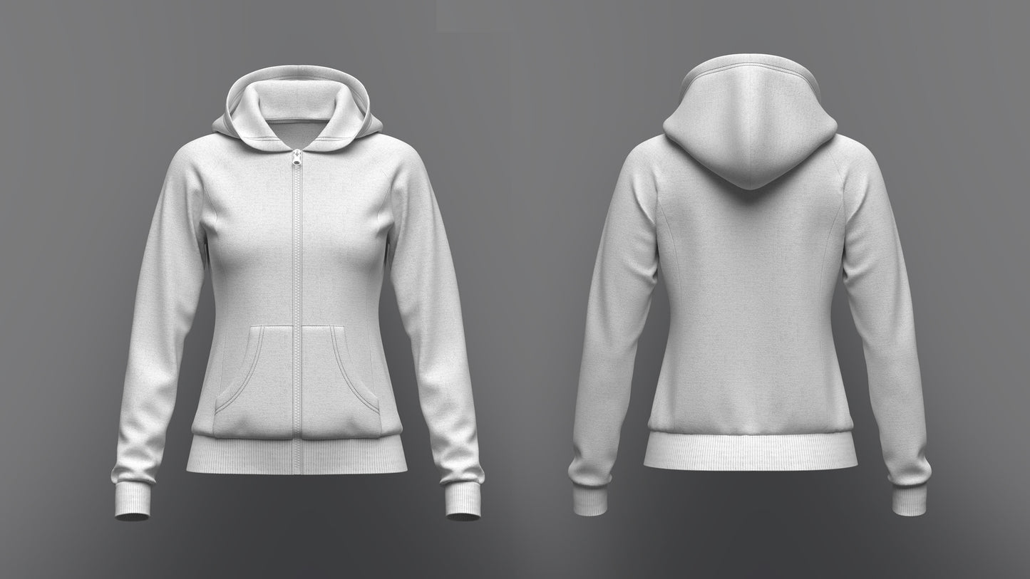 Women's Front Zip Hoodie 3d Model Marvelous Designer-Clo3d-fbx-obj-Zprj