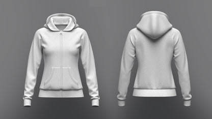 Women's Front Zip Hoodie 3d Model Marvelous Designer-Clo3d-fbx-obj-Zprj