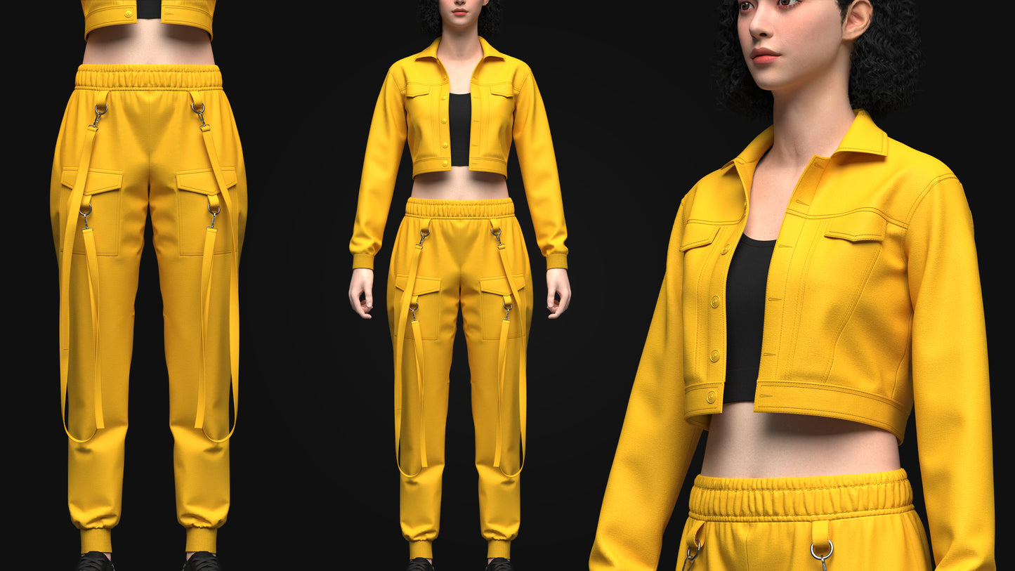 Women's Street wear Outfit 3d Model Marvelous Designer-Clo3d-fbx-obj-Zprj