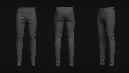 Men's Black Denim Pant 3d Model Marvelous Designer-Clo3d-fbx-obj-Zprj