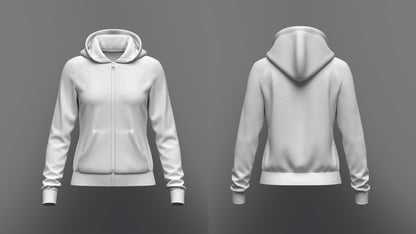 Women's front Zip Hoodie 3d Model Marvelous Designer-Clo3d-fbx-obj-Zprj