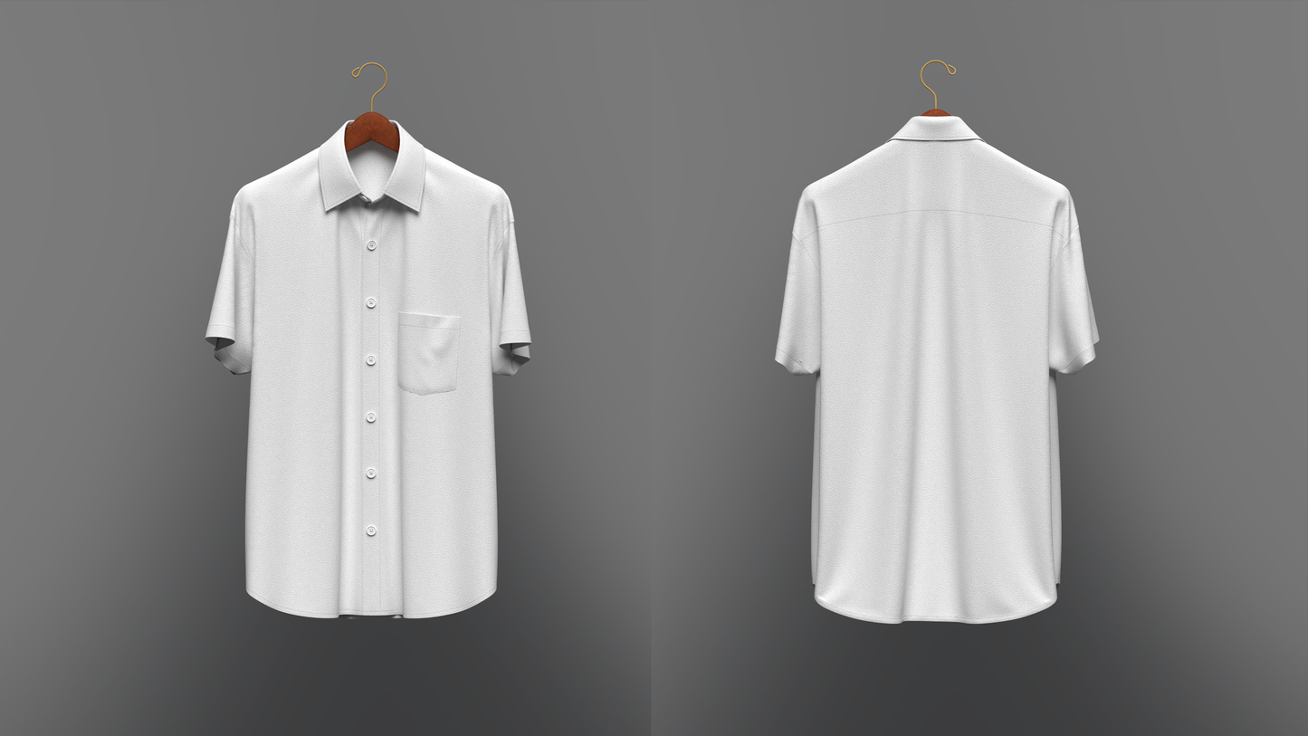 Men Loose Fit Half Slv Shirt On Hanger 3d Model Marvelous Designer-Clo3d-fbx-obj-Zprj