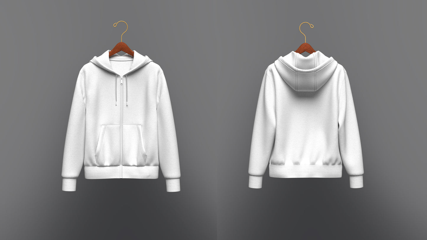 Men's Front Zip Hoodie_Hanged 3d Model Marvelous Designer-Clo3d-fbx-obj-Zprj