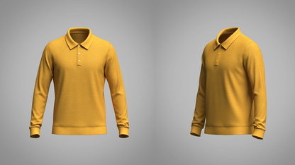 Men's Full Sleeve Ribbed Polo 3d Model Marvelous Designer-Clo3d-fbx-obj-Zprj