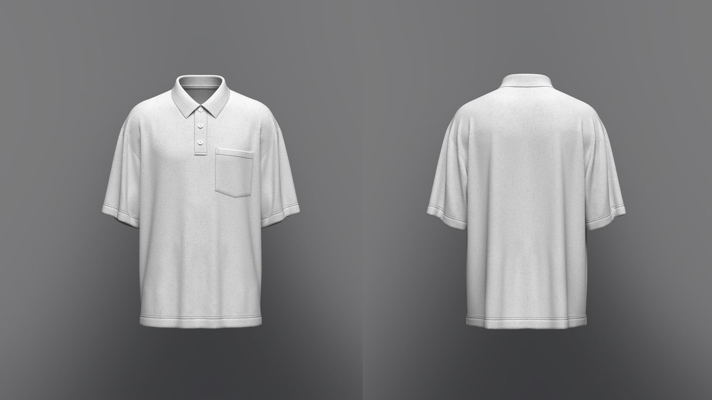 Men's Oversized Polo 3d Model Marvelous Designer-Clo3d-fbx-obj-Zprj
