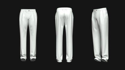 Men's Double Pleat Pant 3d Model Marvelous Designer-Clo3d-fbx-obj-Zprj