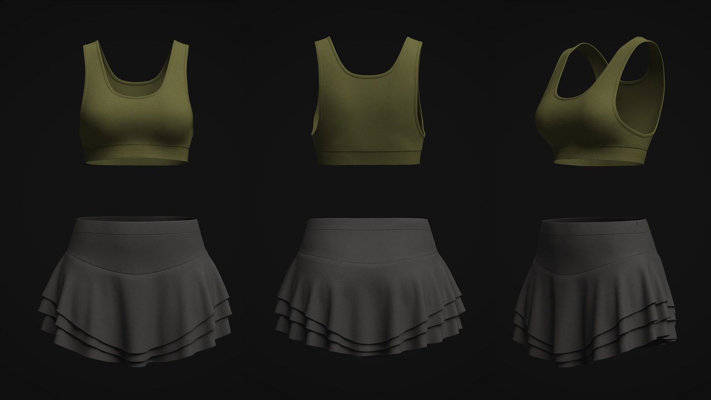 Woman Sports wear 3d Model Marvelous Designer-Clo3d-fbx-obj-Zprj