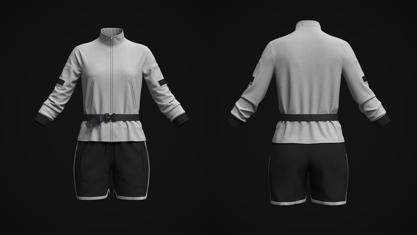 Womens Jacket And Shorts Outfit 3d Model Marvelous Designer-Clo3d-fbx-obj-Zprj