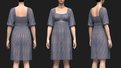 Female Gathered dress 3d Model Marvelous Designer-Clo3d-fbx-obj-Zprj