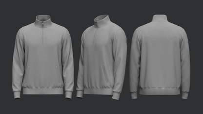 Male Quarter Zip Stand Collar Jacket 3d Model Marvelous Designer-Clo3d-fbx-obj-Zprj