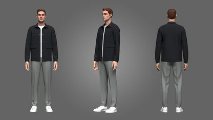 Male Jacket and pant outfit 3d Model Marvelous Designer-Clo3d-fbx-obj-Zprj