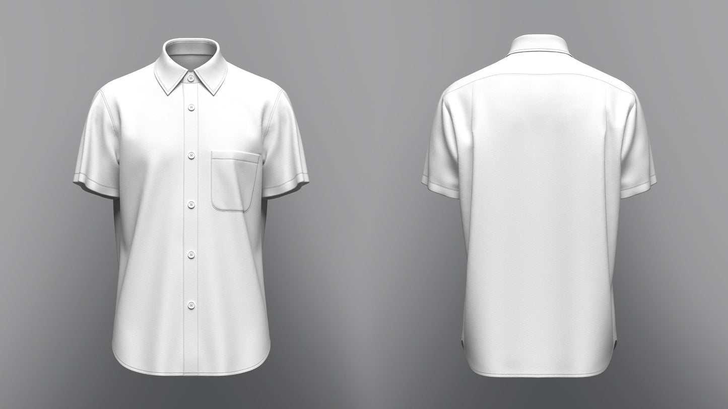 Men's Regular Fit Half Slv Shirt 3d Model Marvelous Designer-Clo3d-fbx-obj-Zprj