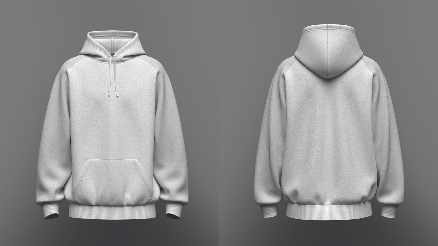 Men's Raglan Oversize Hoodie 3d Model Marvelous Designer-Clo3d-fbx-obj-Zprj