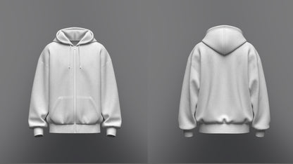 Men's Oversize Front Zip Hoodie 3d Model Marvelous Designer-Clo3d-fbx-obj-Zprj
