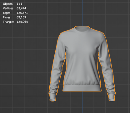 Women's Sweatshirt 3d Model Marvelous Designer-Clo3d-fbx-obj-Zprj