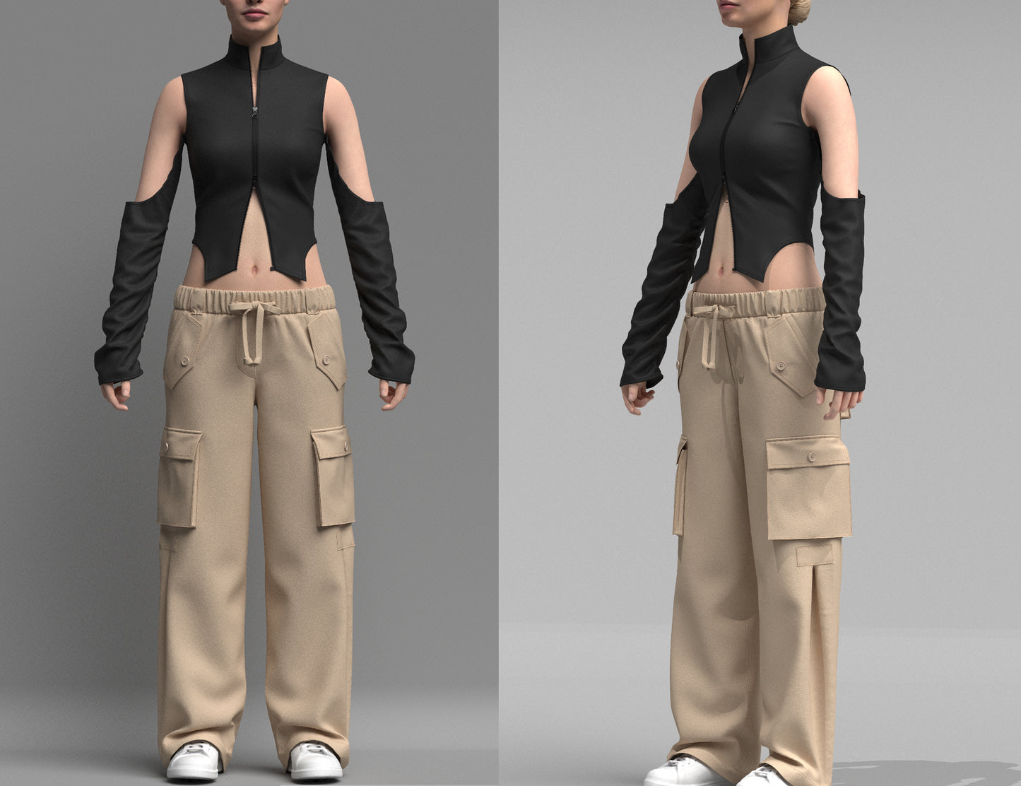 Women's Street wear Outfit 3d Model Marvelous Designer-Clo3d-fbx-obj-Zprj