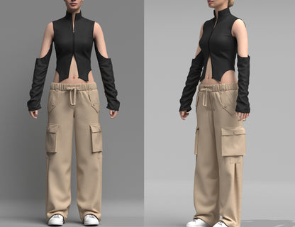 Women's Street wear Outfit 3d Model Marvelous Designer-Clo3d-fbx-obj-Zprj