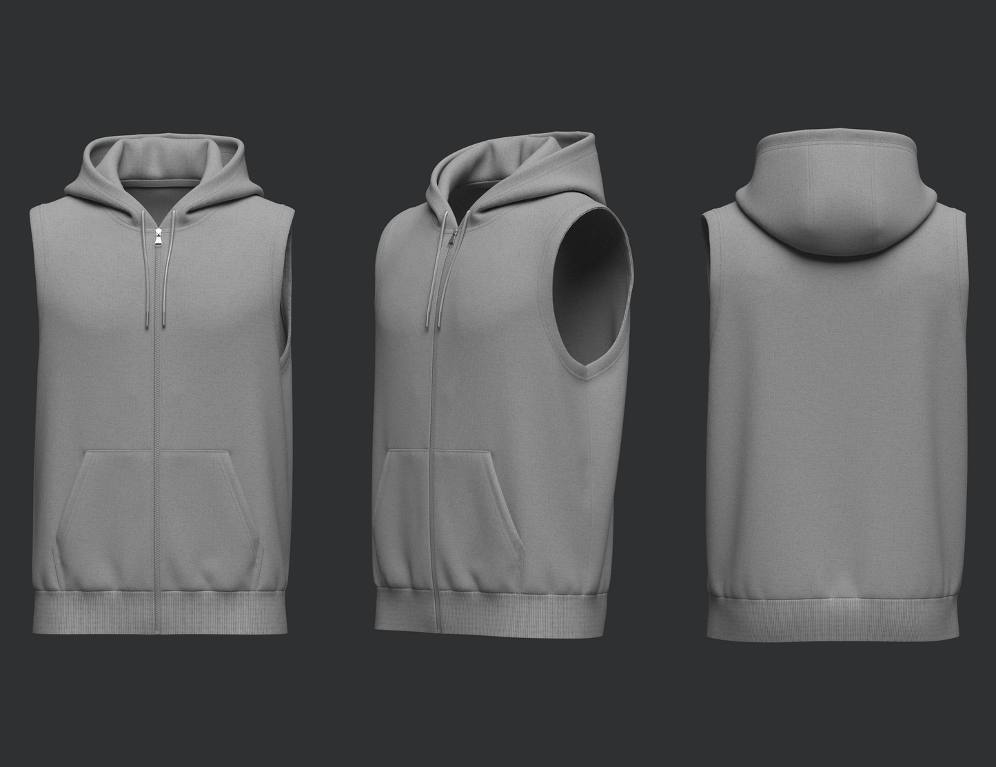 Male Sleeveless Hoodie 3d Model Marvelous Designer-Clo3d-fbx-obj-Zprj