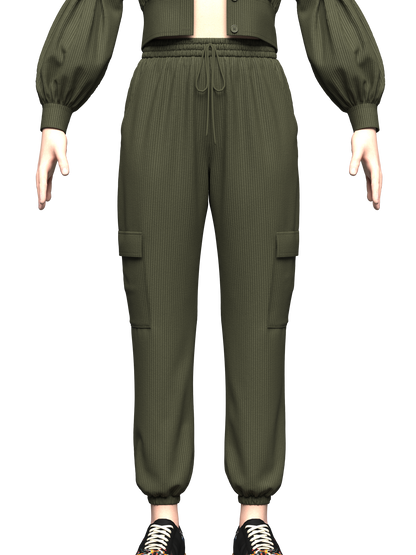 Women's Corduroy Cropped Jacket Outfit 3d Model Marvelous Designer-Clo3d-fbx-obj-Zprj