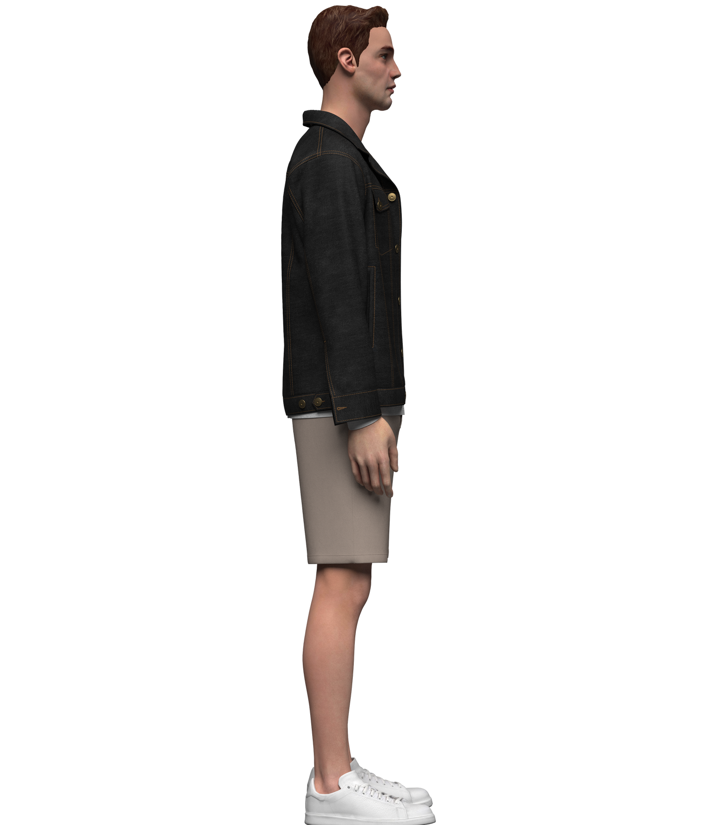 Men's Denim Jacket and Shorts Outfit 3d Model Marvelous Designer-Clo3d-fbx-obj-Zprj