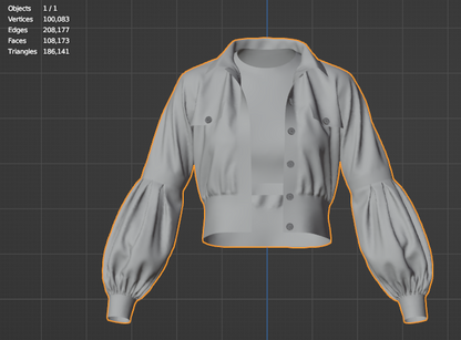 Women's Corduroy Cropped Jacket 3d Model Marvelous Designer-Clo3d-fbx-obj-Zprj