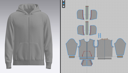 Male Front Zip Hoodie Hood Off 3d Model Marvelous Designer-Clo3d-fbx-obj-Zprj