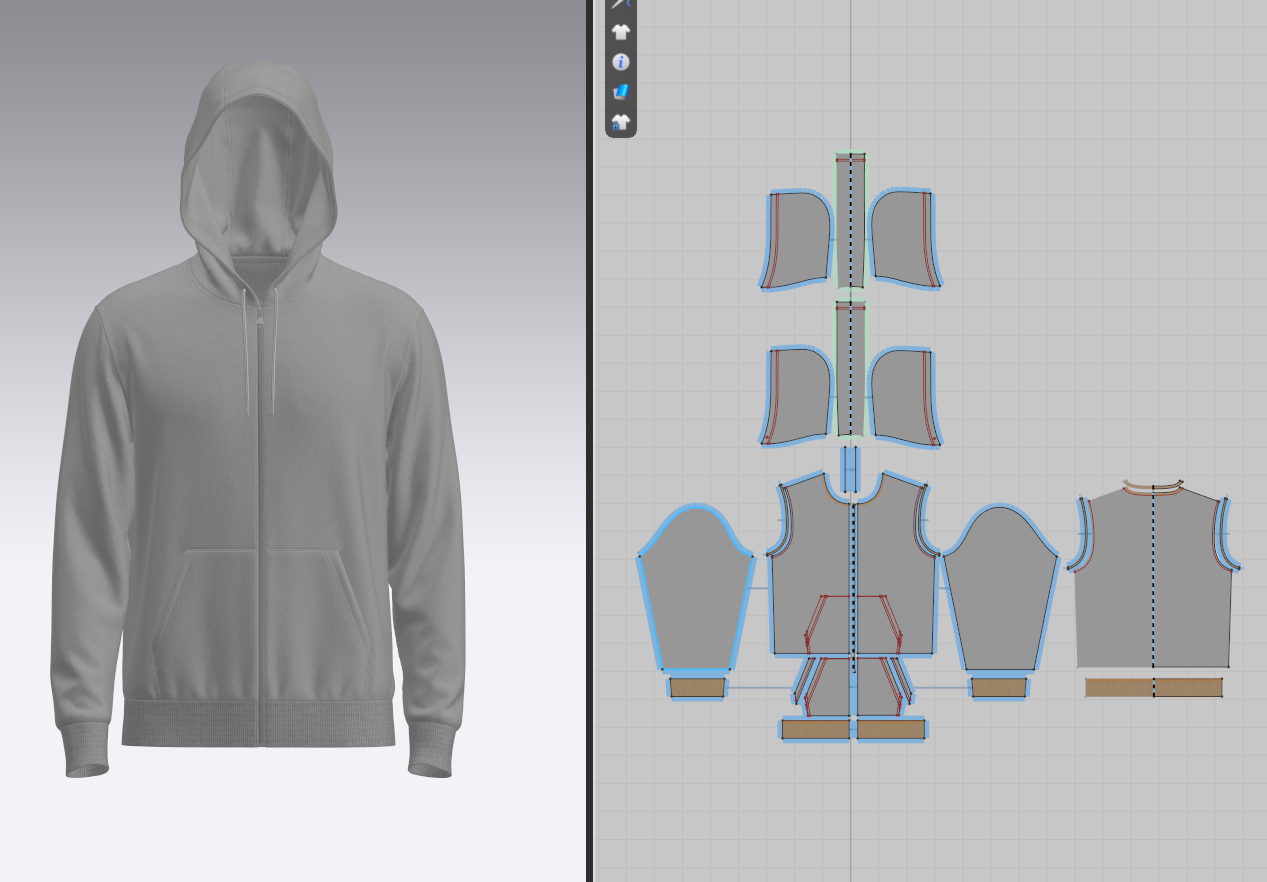 Male Front Zip Hoodie Hood Up 3d Model Marvelous Designer-Clo3d-fbx-obj-Zprj