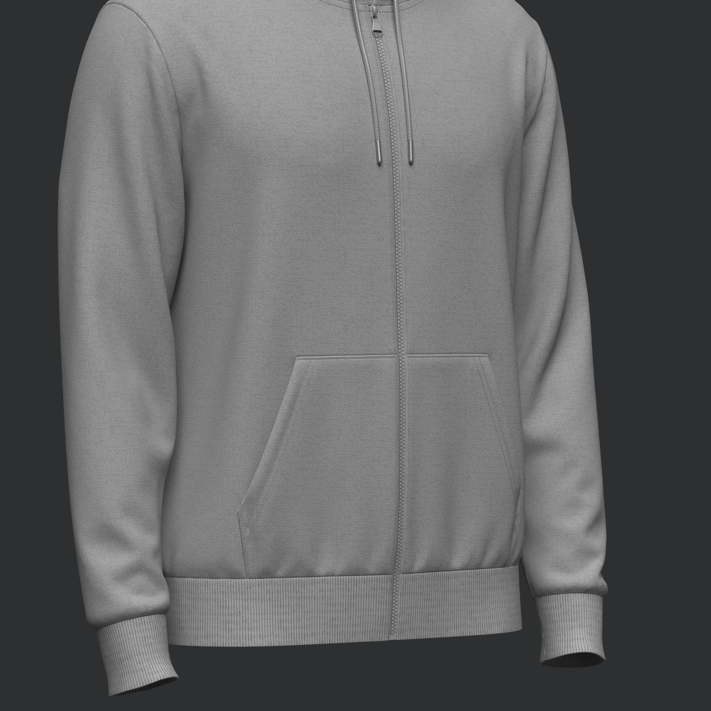 Male Front Zip Hoodie Hood Up 3d Model Marvelous Designer-Clo3d-fbx-obj-Zprj