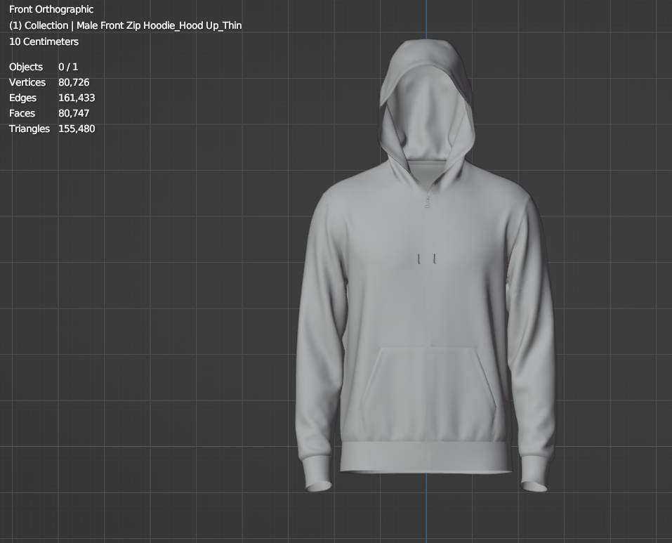 Male Front Zip Hoodie Hood Up 3d Model Marvelous Designer-Clo3d-fbx-obj-Zprj