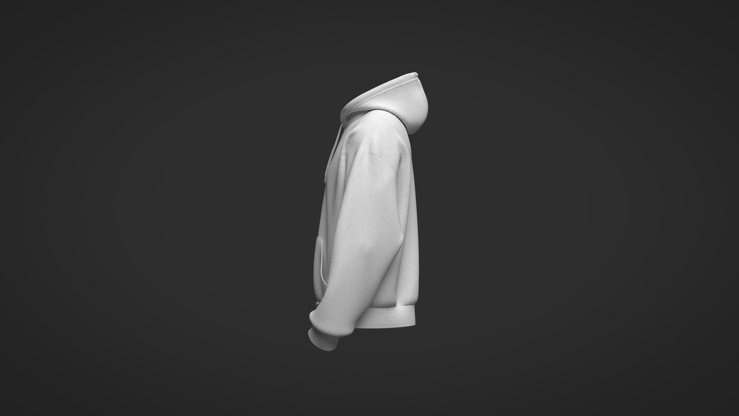 Male Front Zip Oversized Hoodie 3d Model Marvelous Designer-Clo3d-fbx-obj-Zprj