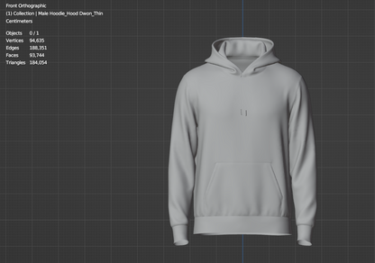 Male Hoodie Hood Down 3d Model Marvelous Designer-Clo3d-fbx-obj-Zprj