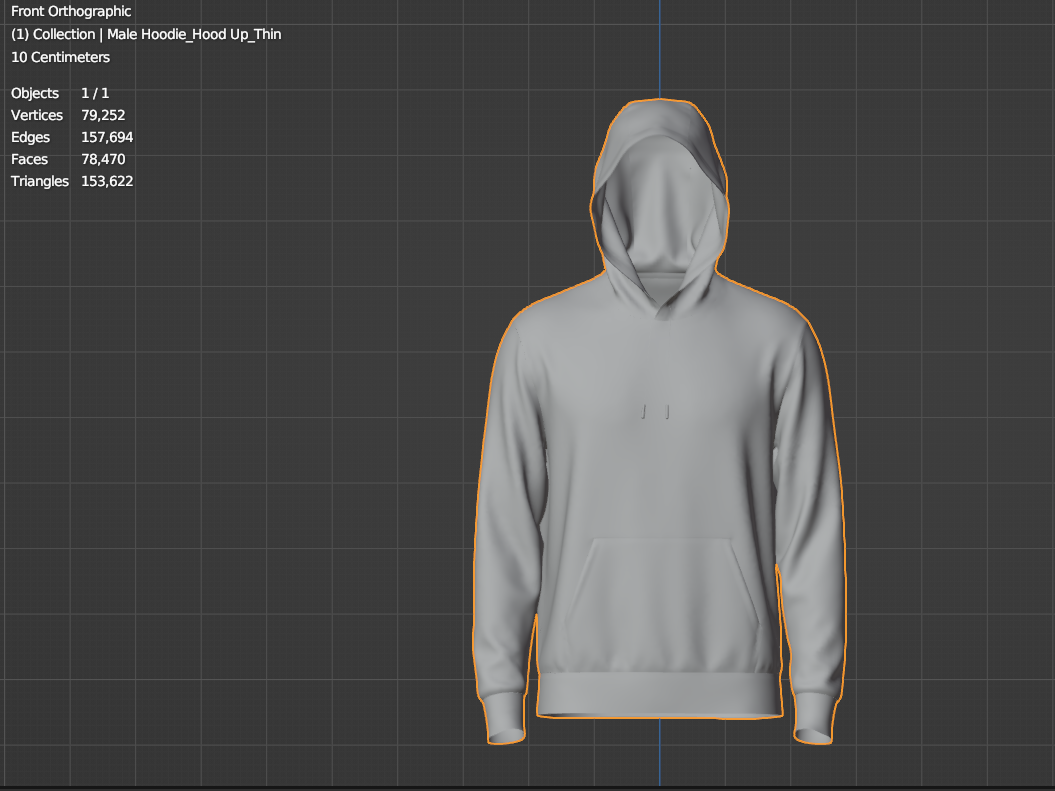 Male Hoodie Hood Up 3d Model Marvelous Designer-Clo3d-fbx-obj-Zprj