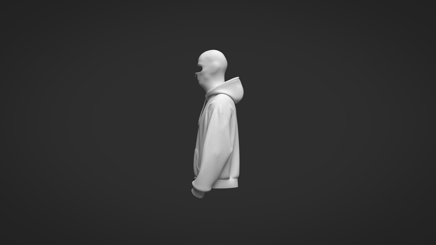 Male Oversized Balaclava Hoodie 3d Model Marvelous Designer-Clo3d-fbx-obj-Zprj