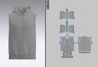 Male Sleeveless Hoodie 3d Model Marvelous Designer-Clo3d-fbx-obj-Zprj