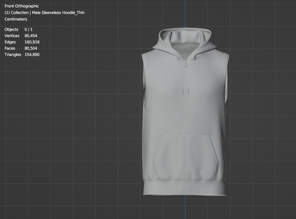 Male Sleeveless Hoodie 3d Model Marvelous Designer-Clo3d-fbx-obj-Zprj