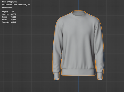 Male Sweatshirt 3d Model Marvelous Designer-Clo3d-fbx-obj-Zprj