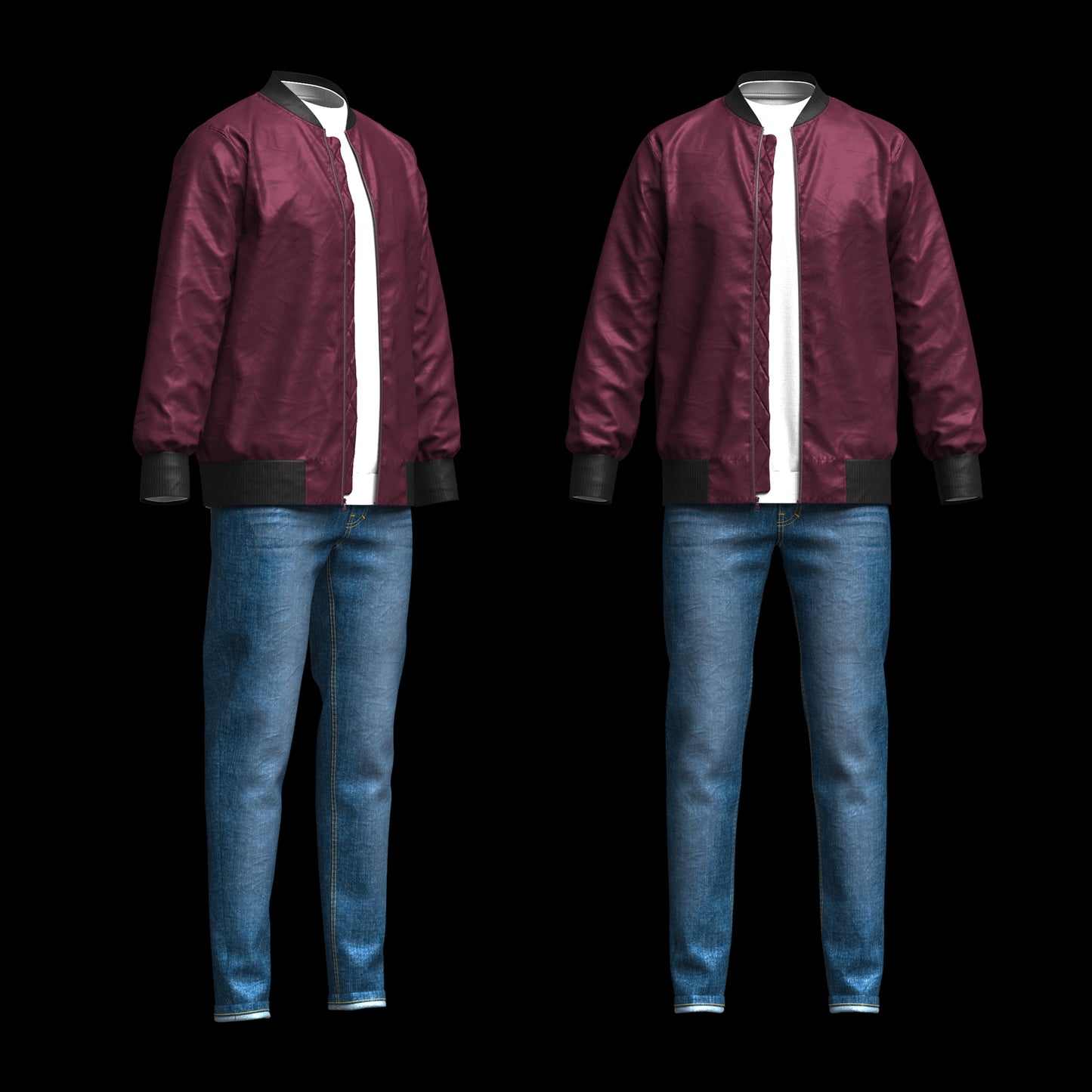 Men's Winter Outfit Bomber Jacket Sweatshirt Jeans 3d Model Marvelous Designer-Clo3d-fbx-obj-Zprj
