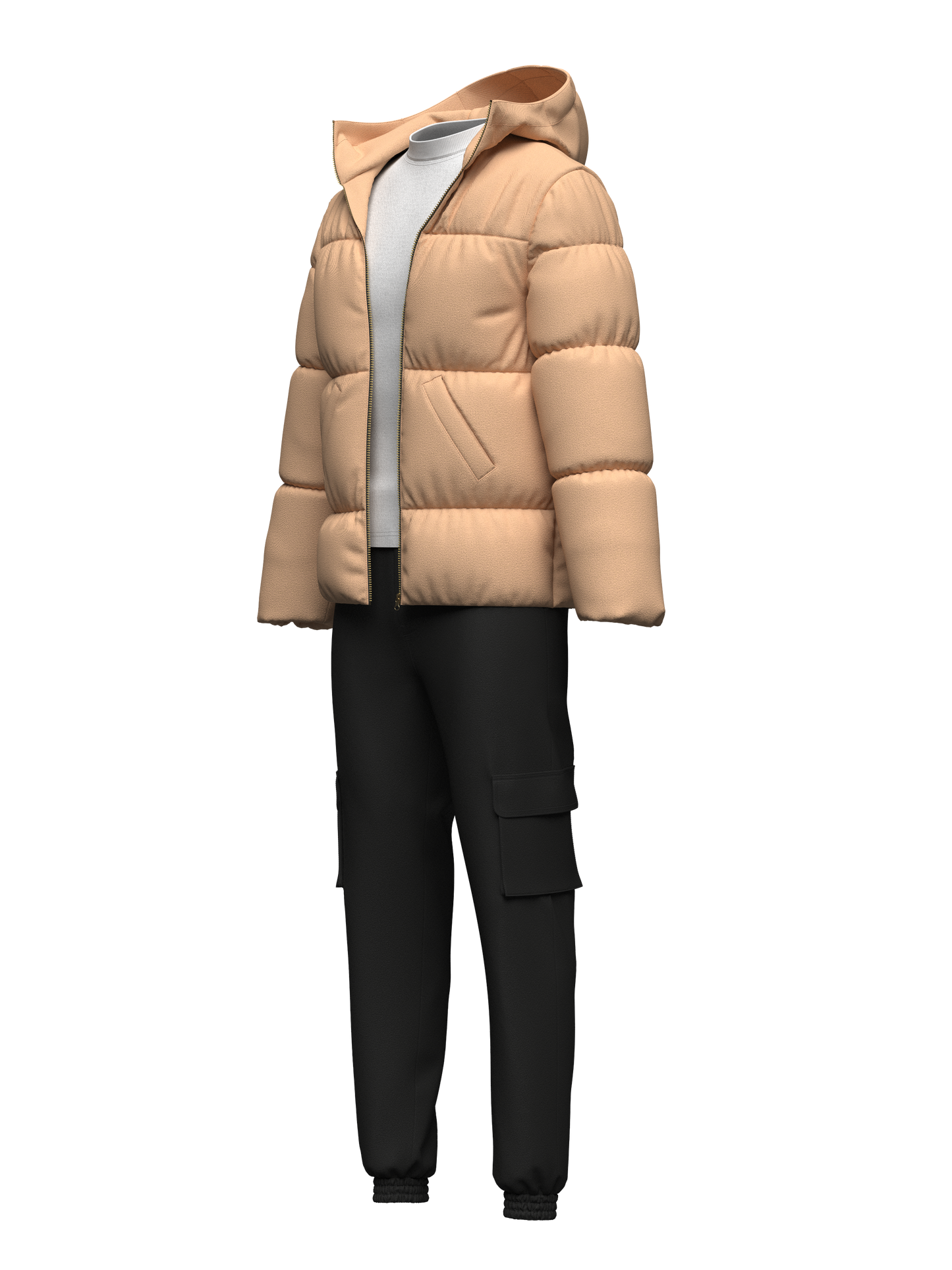 Men's Puffer Jacket Outfit 3d Model Marvelous Designer-Clo3d-fbx-obj-Zprj
