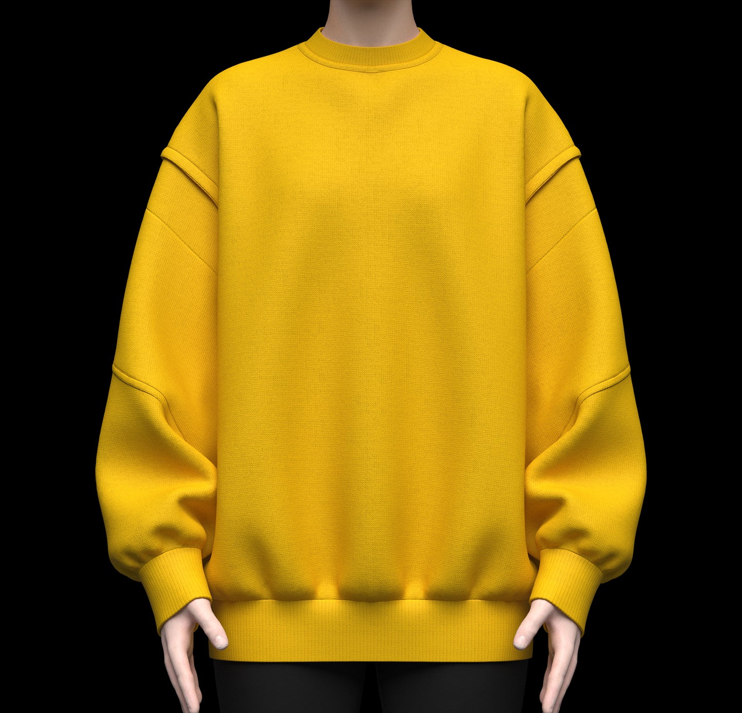 Women's Oversized Sweatshirt Yellow 3d Model Marvelous Designer-Clo3d-fbx-obj-Zprj
