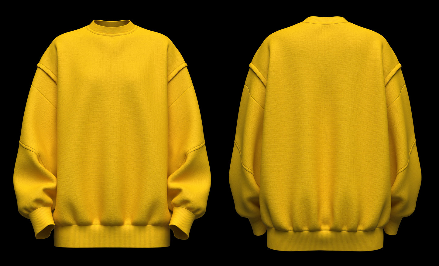Women's Oversized Sweatshirt Yellow 3d Model Marvelous Designer-Clo3d-fbx-obj-Zprj