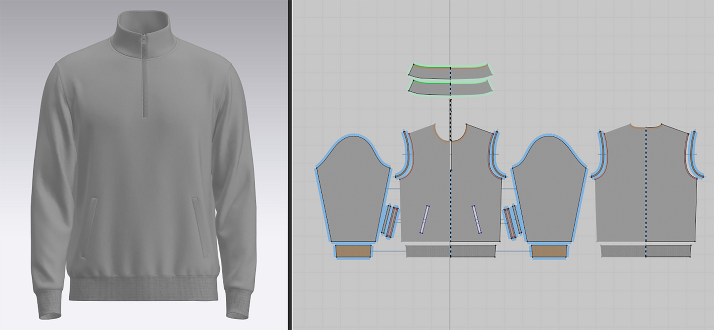 Male Quarter Zip Stand Collar Jacket 3d Model Marvelous Designer-Clo3d-fbx-obj-Zprj