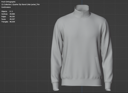 Male Quarter Zip Stand Collar Jacket 3d Model Marvelous Designer-Clo3d-fbx-obj-Zprj